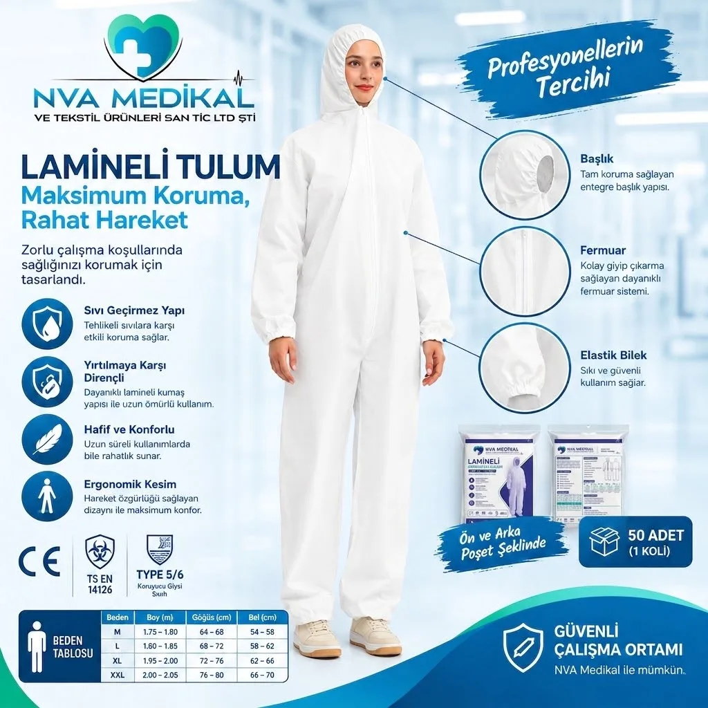 Lamineli Su Geçirmez Koruyucu Tulum